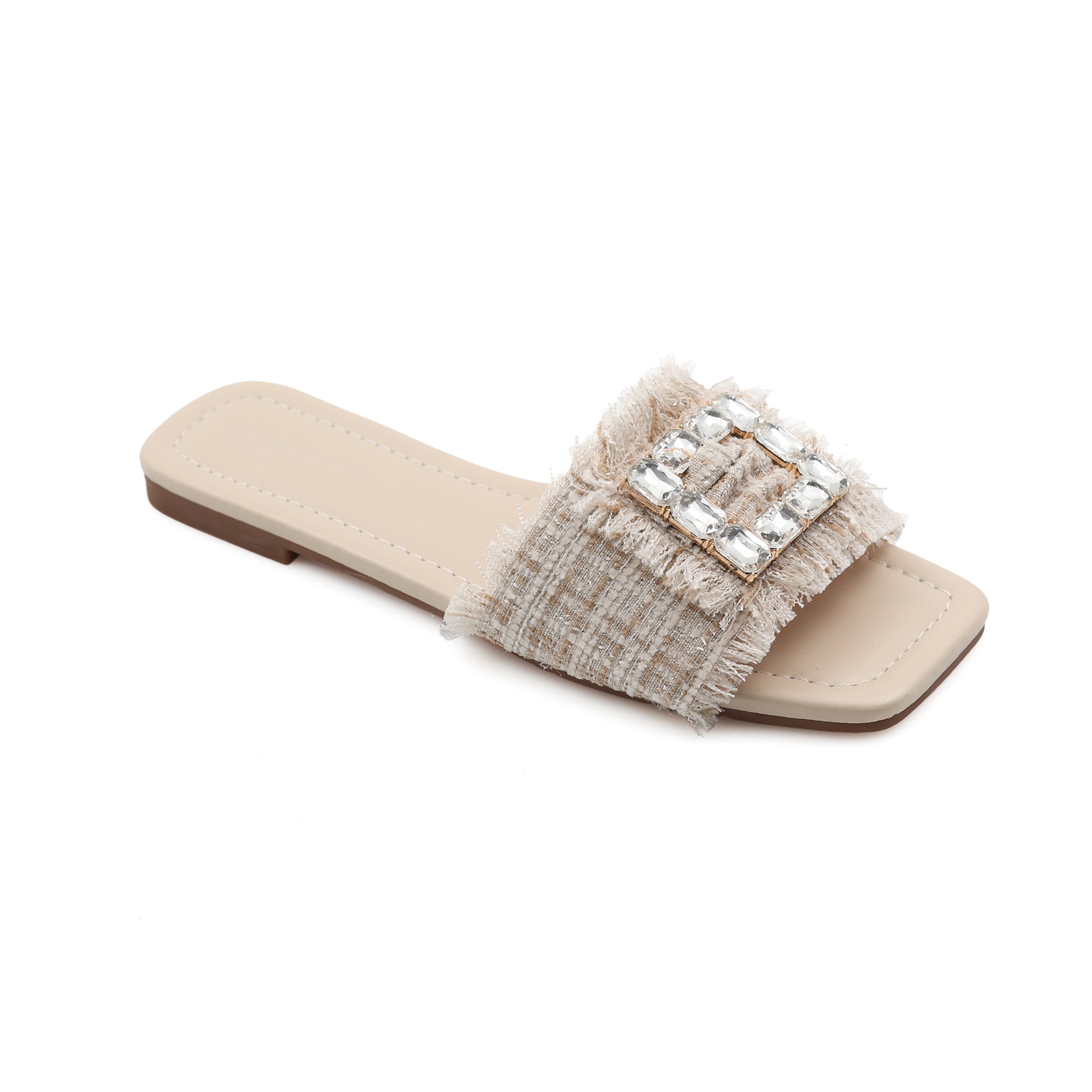 Leather Slipper Strass Decorated