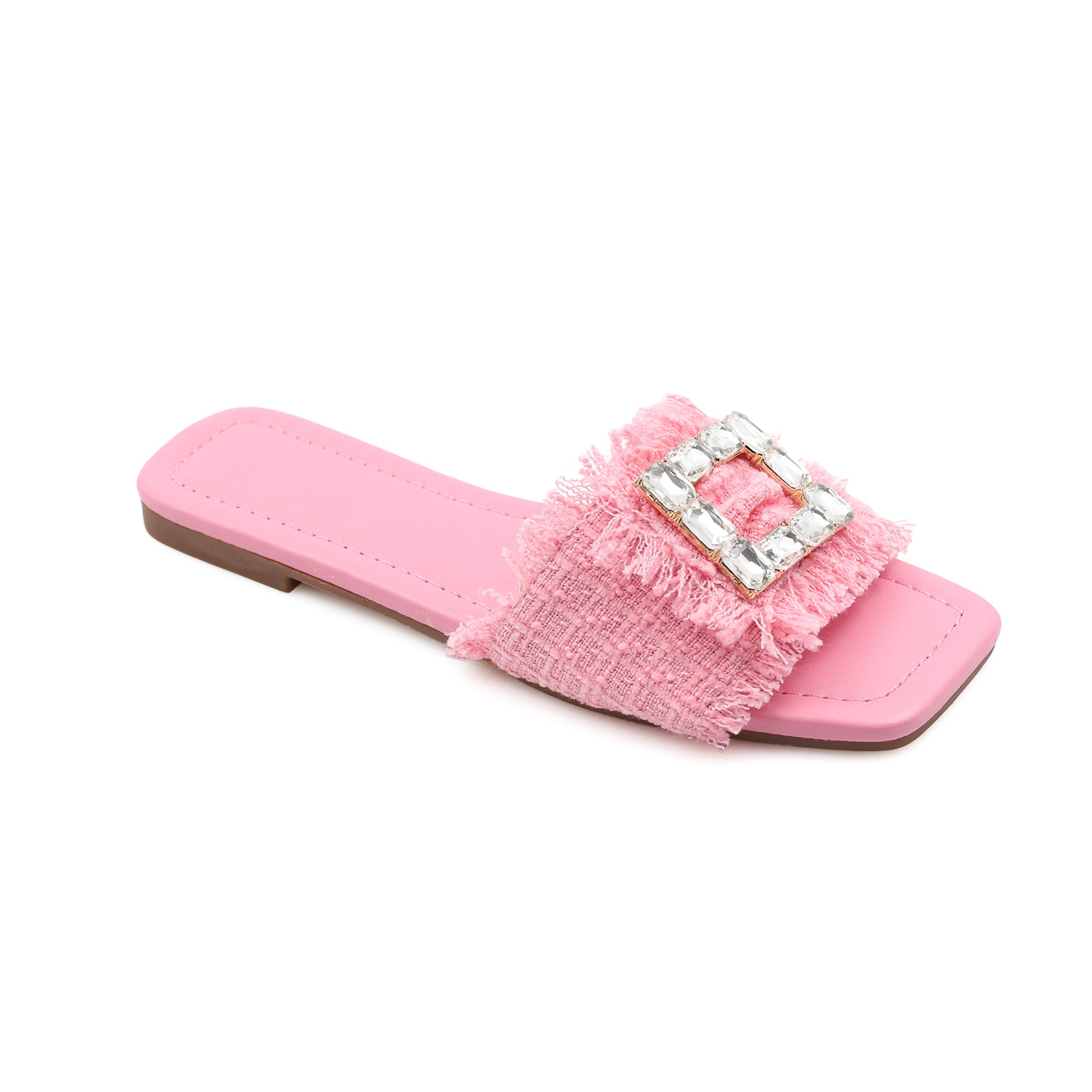 Leather Slipper Strass Decorated