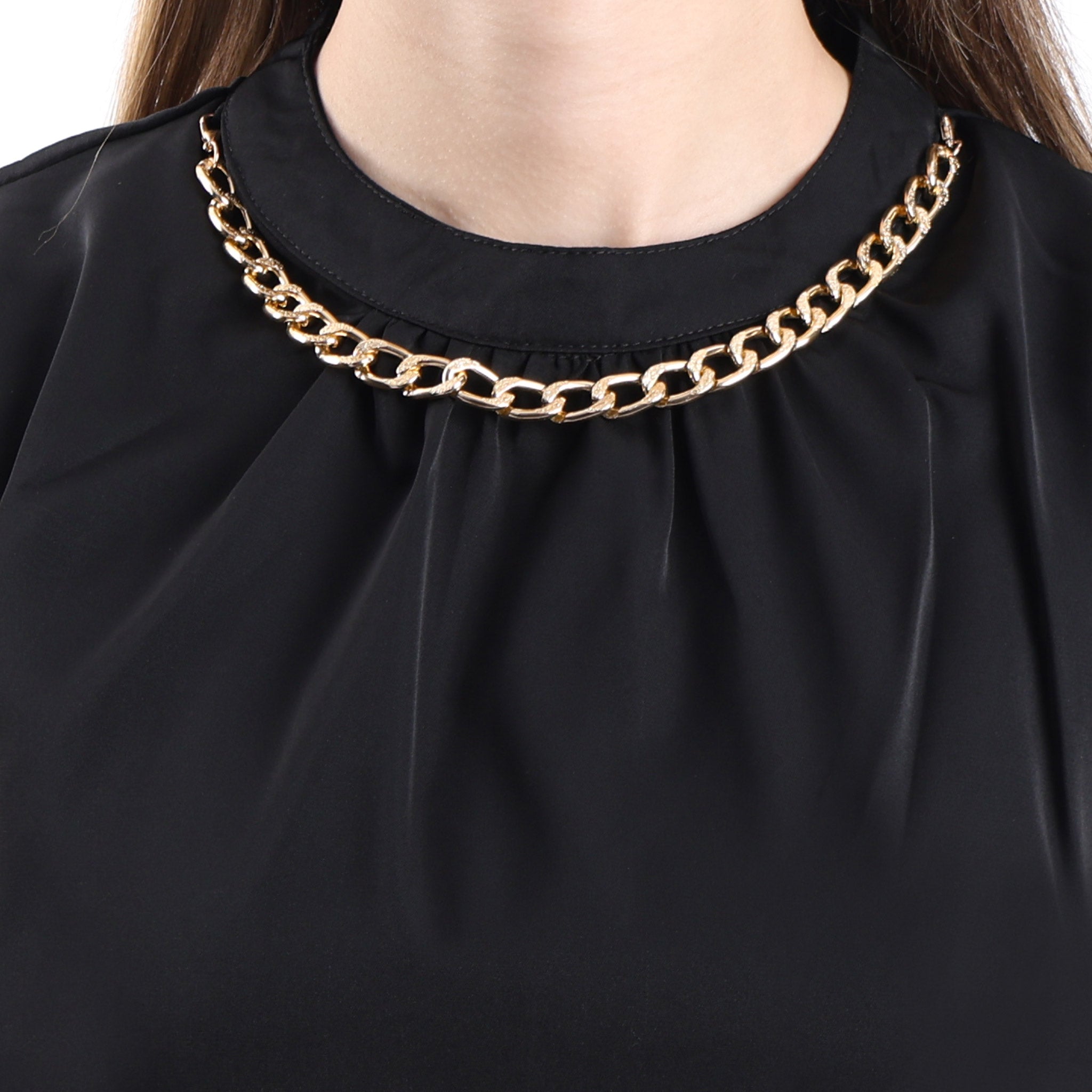Satin Cut Blouse with Chain