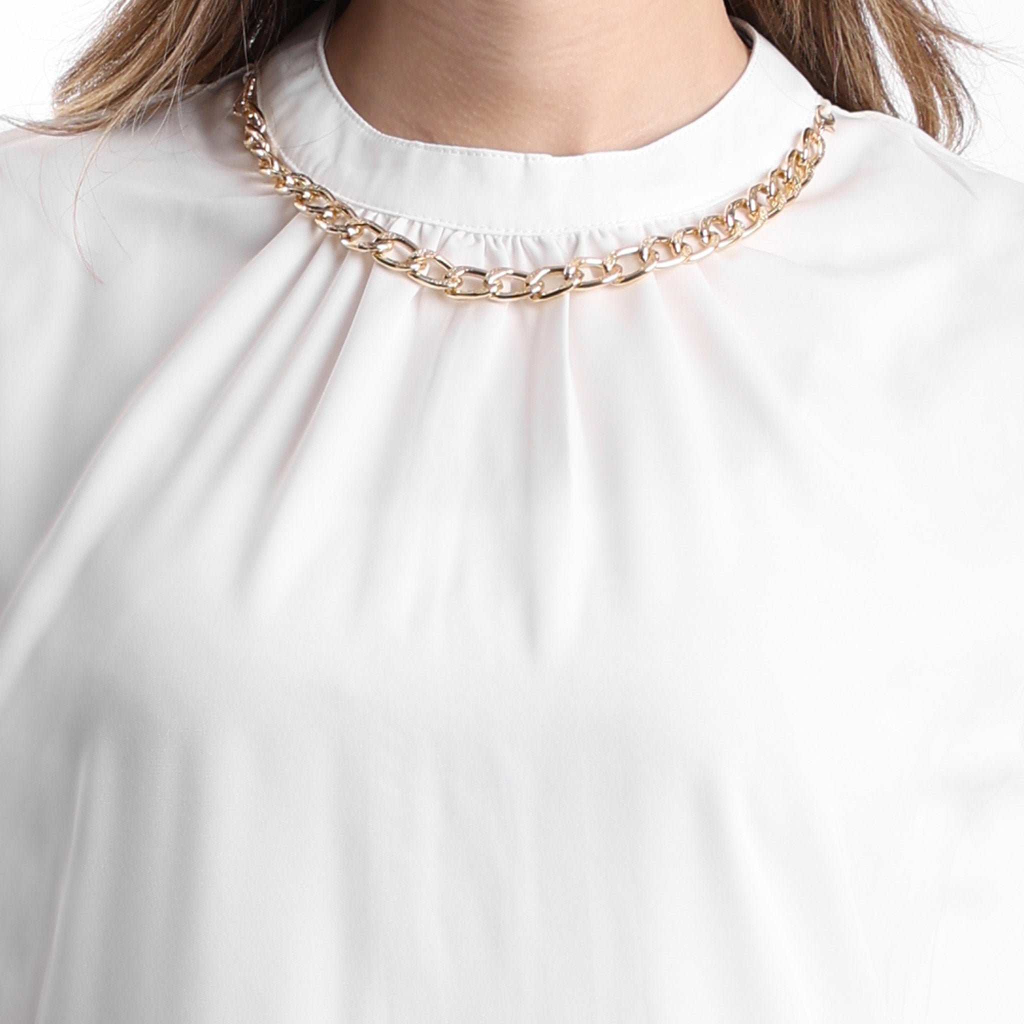 Satin Cut Blouse with Chain