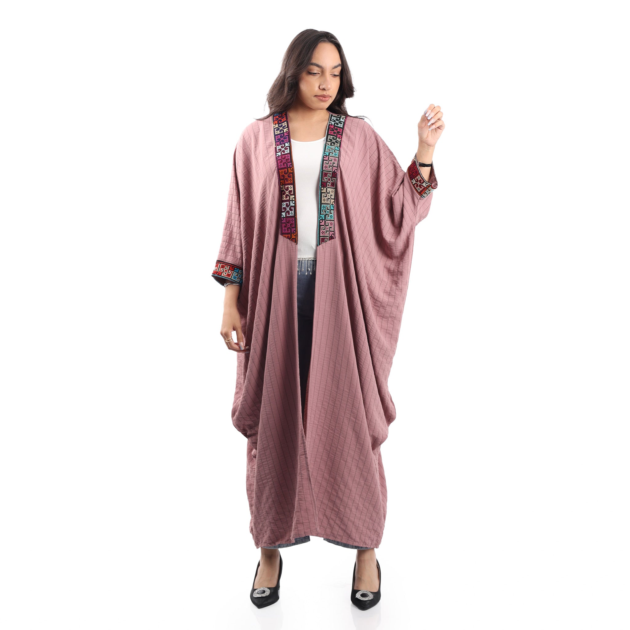 Striped Long Kimono